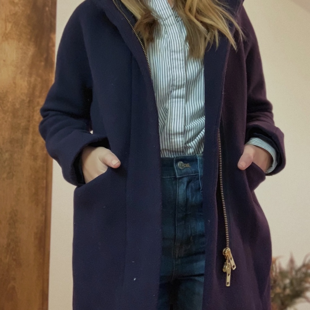 J crew navy wool coat